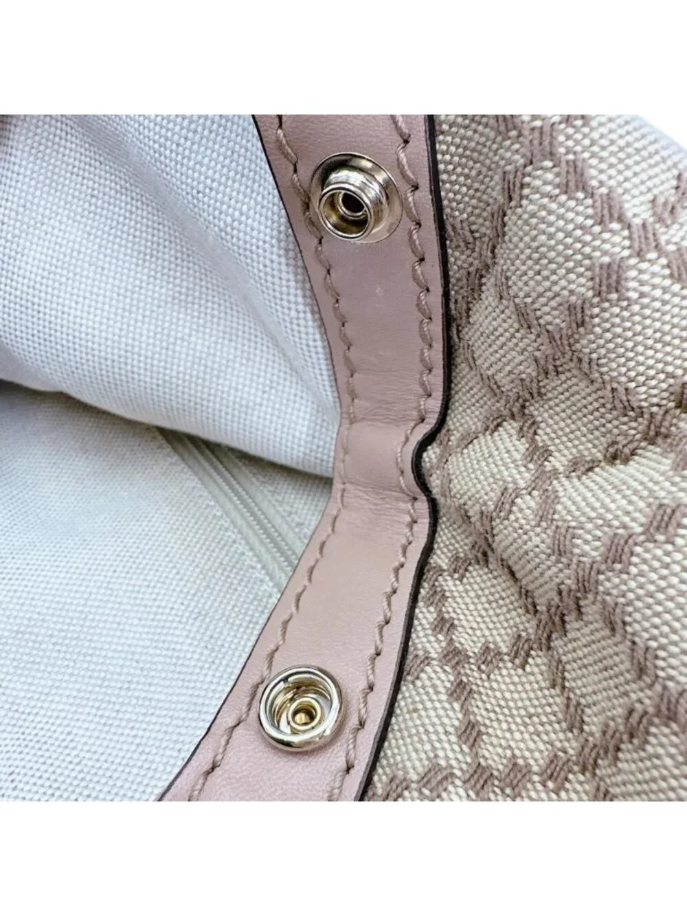 Gucci Diamante Canvas Handbag Tote Beige Brown